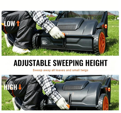 Push Lawn Sweeper with Rotating Brushes, Adjustable Height & Large-Capacity Collection Hopper