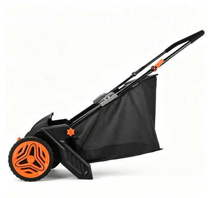 Push Lawn Sweeper with Rotating Brushes, Adjustable Height & Large-Capacity Collection Hopper